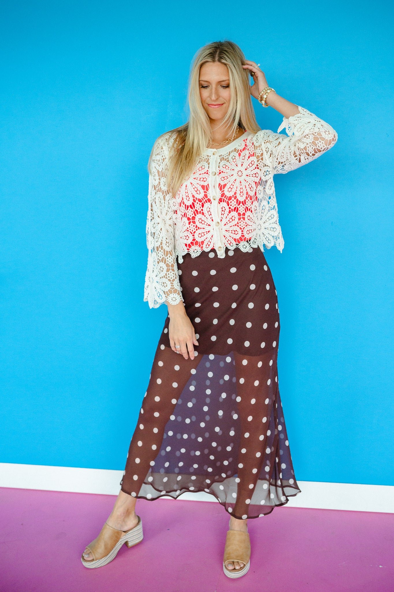 Shia Crochet Cardigan - Oatmeal — view 12