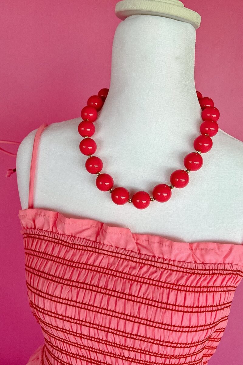 [Treasure Jewels] Berry Pop Necklace - Deep Raspberry