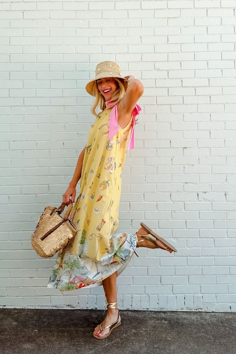 Amber One-Shoulder Maxi Dress - Light Yellow Ochre + Geranium Pink