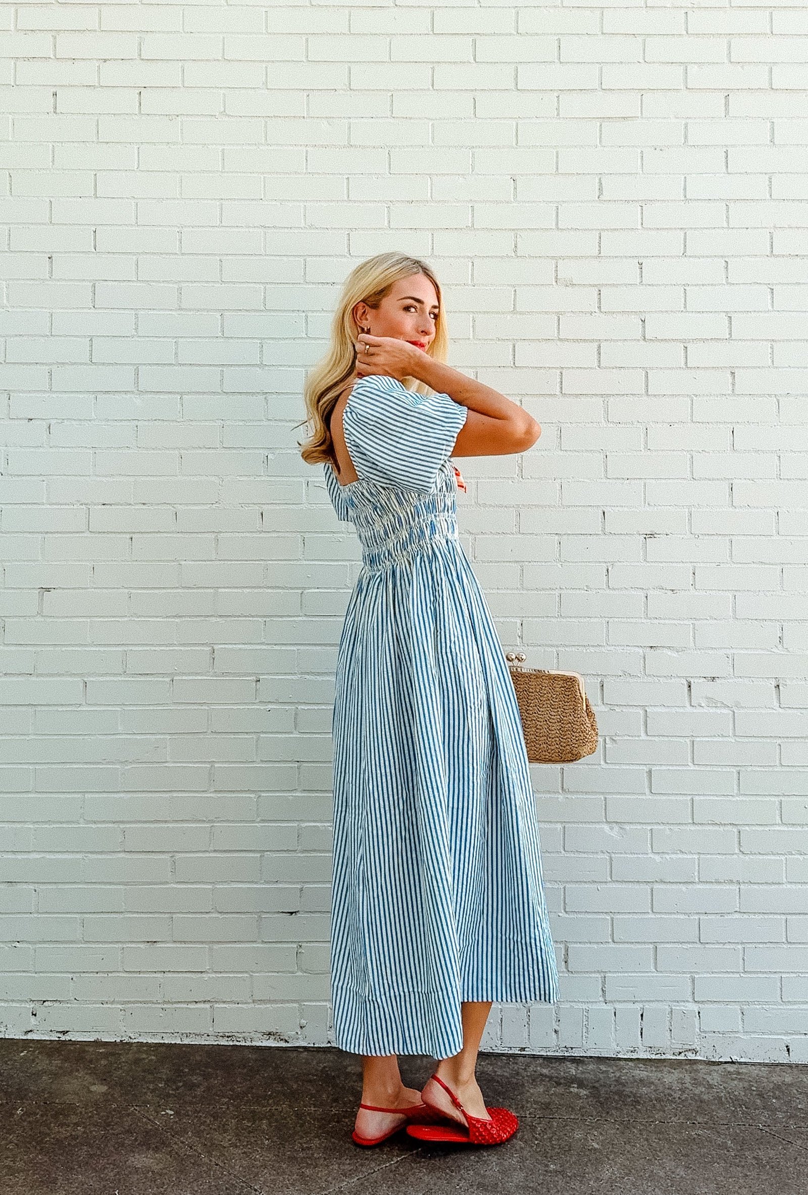 Sylvie Maxi Dress - Cream + Oxford Blue — view 4