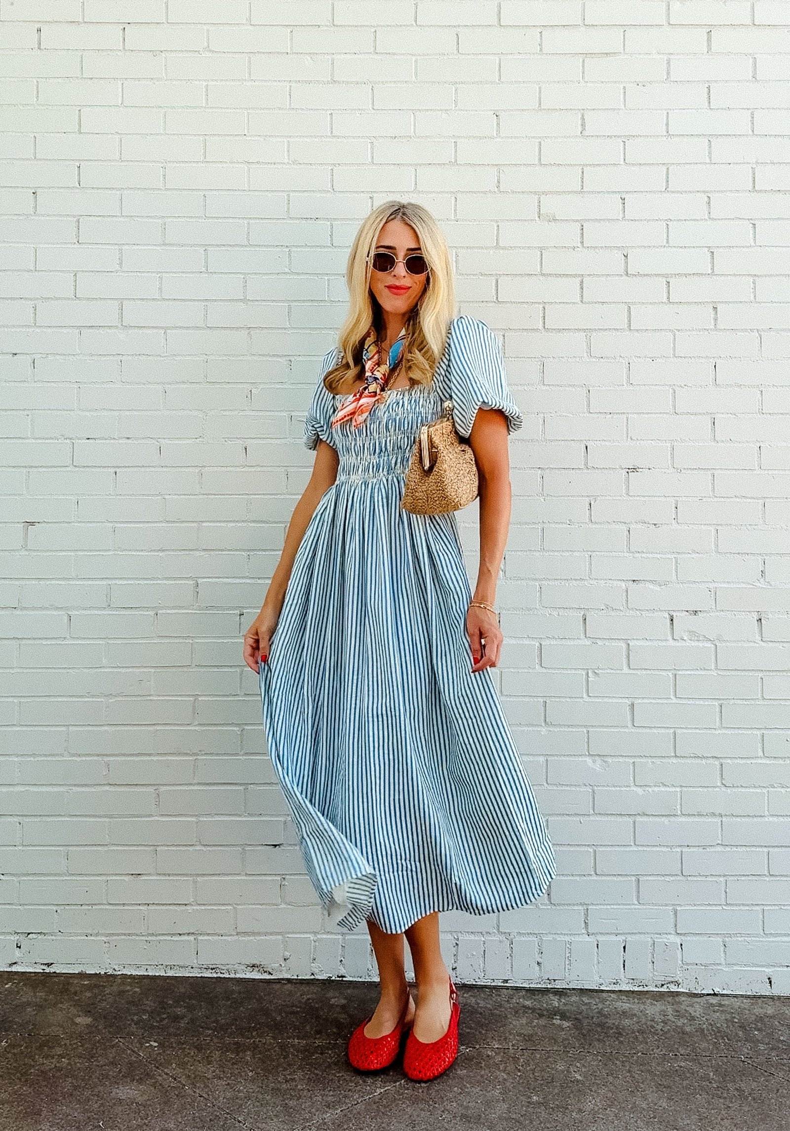 Sylvie Maxi Dress - Cream + Oxford Blue — view 3