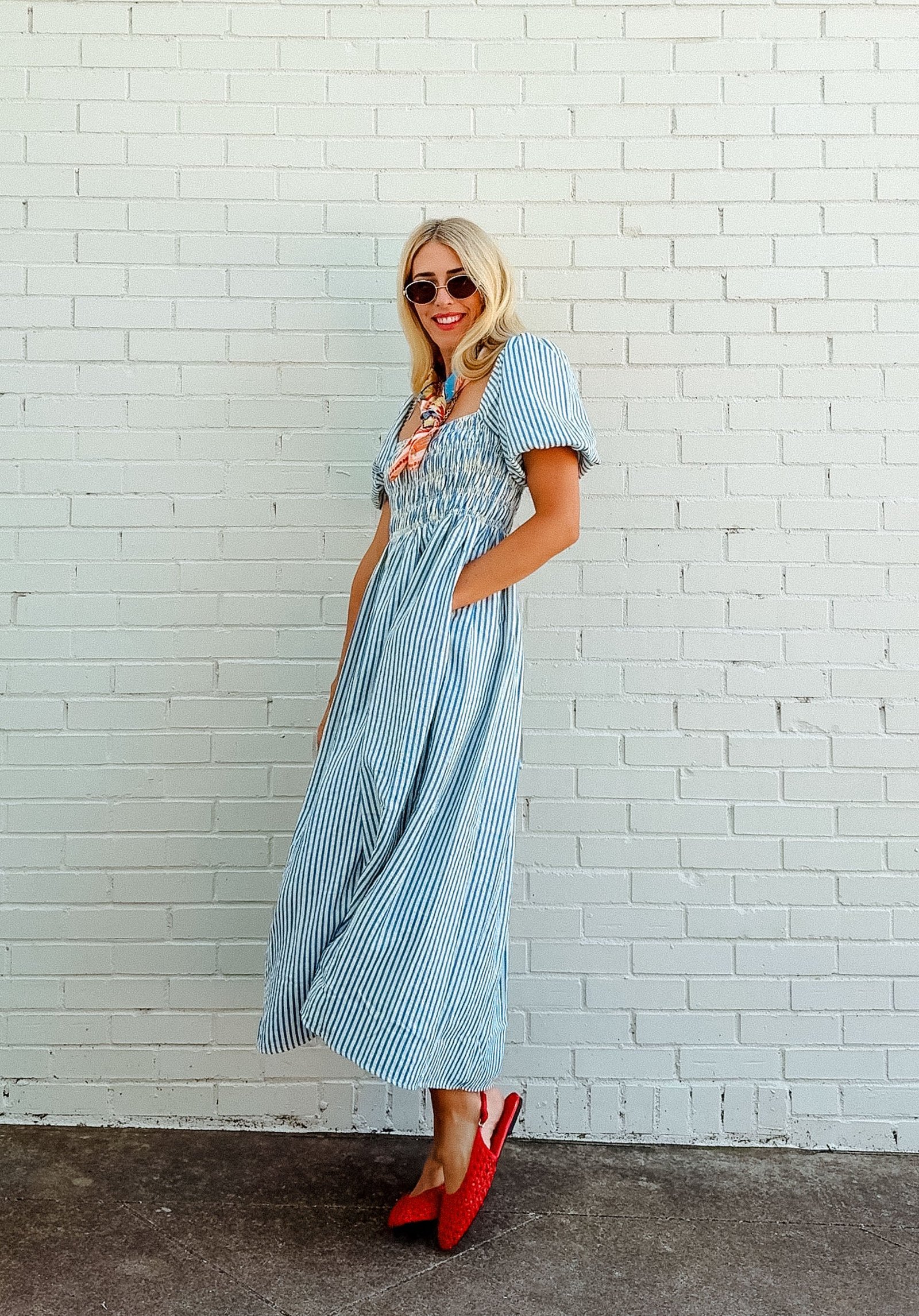 Sylvie Maxi Dress - Cream + Oxford Blue — view 2