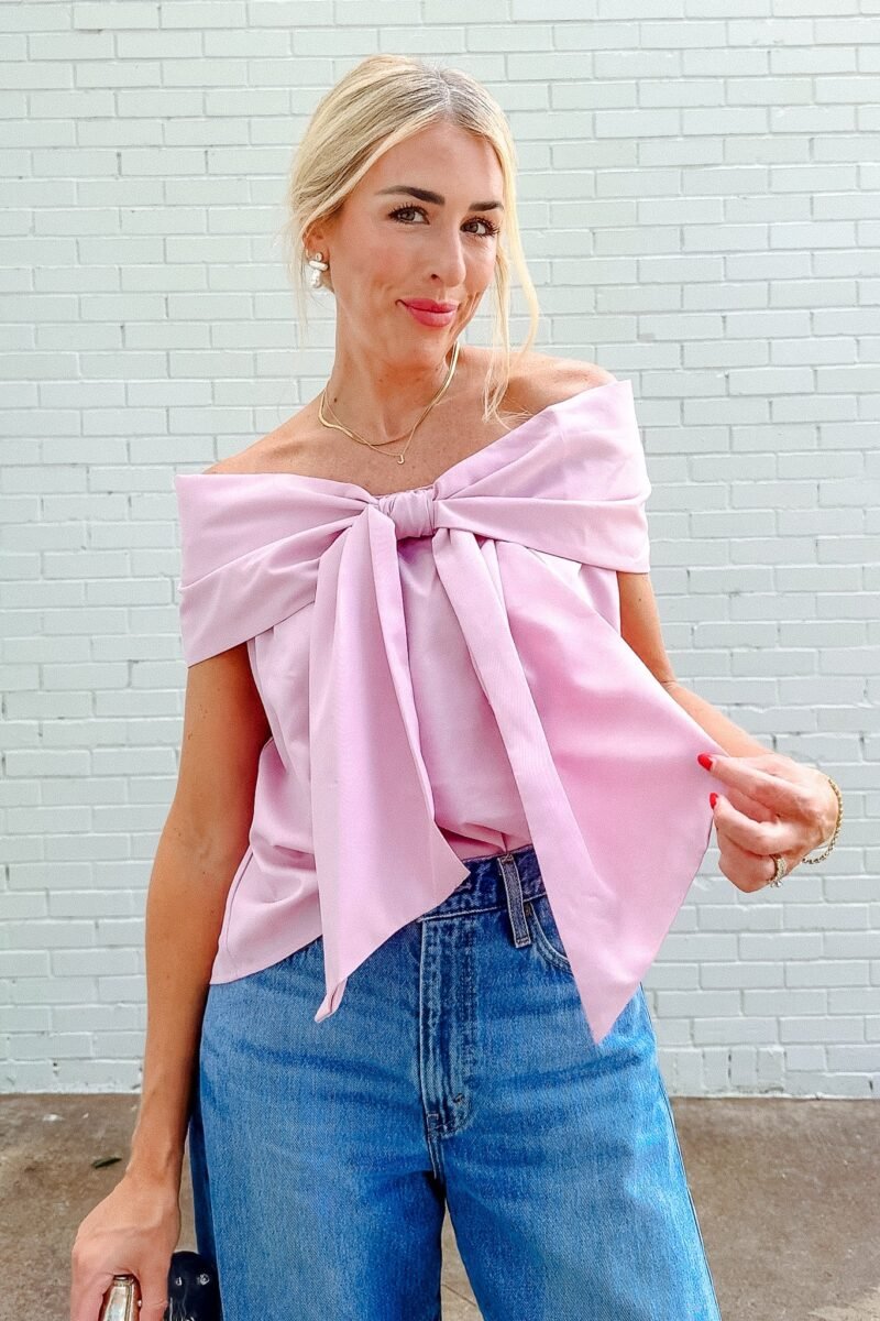 Julia Off-Shoulder Bow Top - Lilac