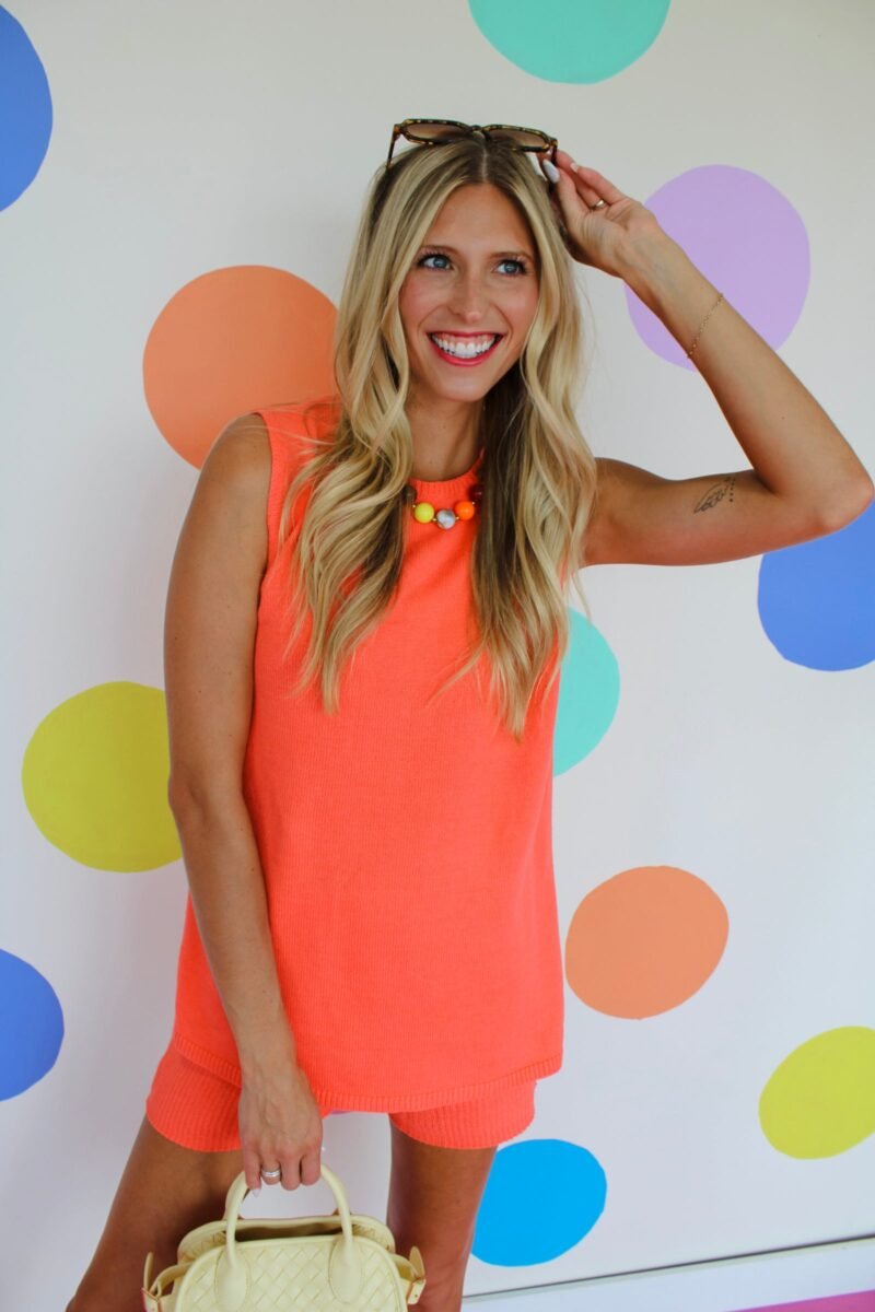 Quinn Knit Top & Short Set - Coral