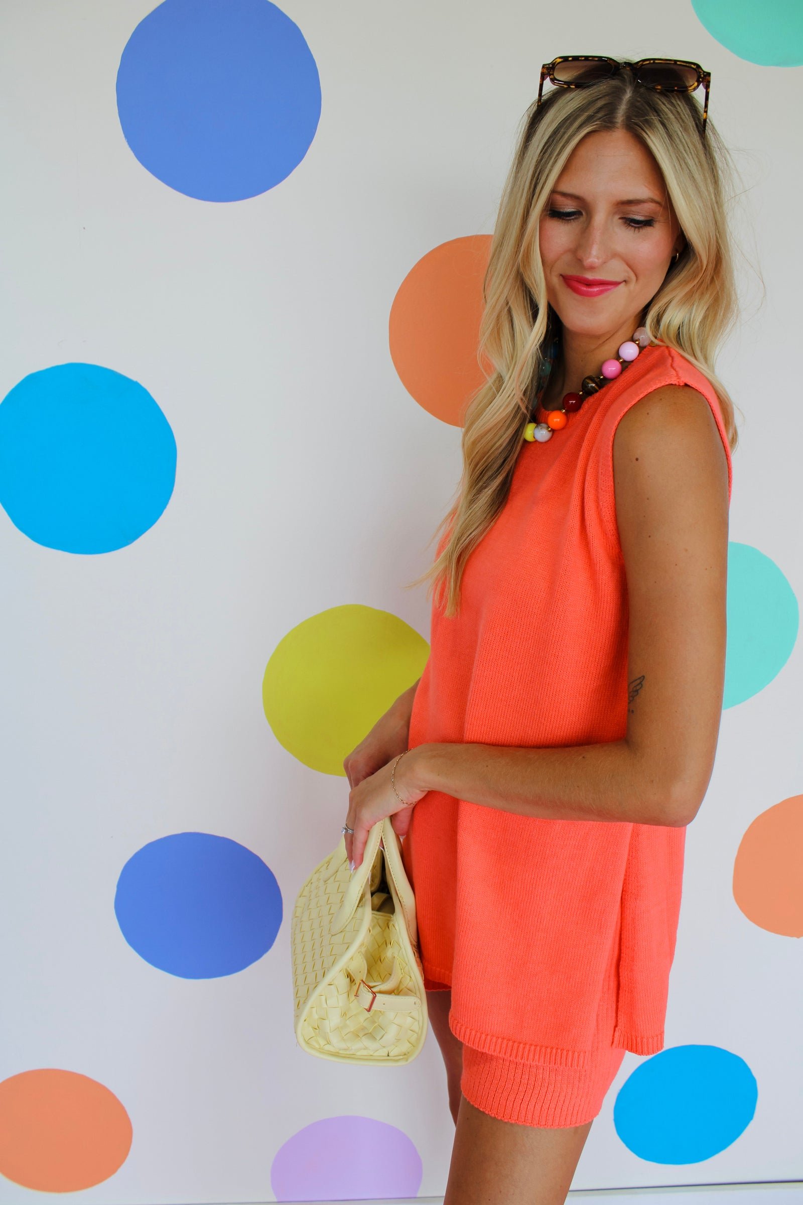 Quinn Knit Top & Short Set - Coral — view 5