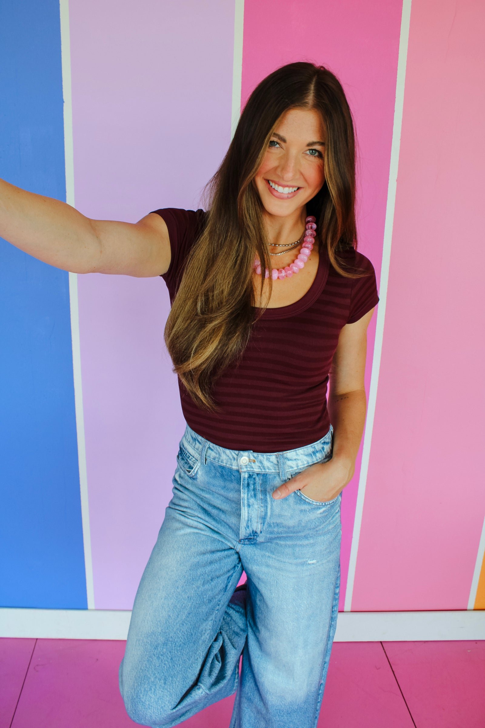 Shelby Striped Scoop Neck Tee — view 5