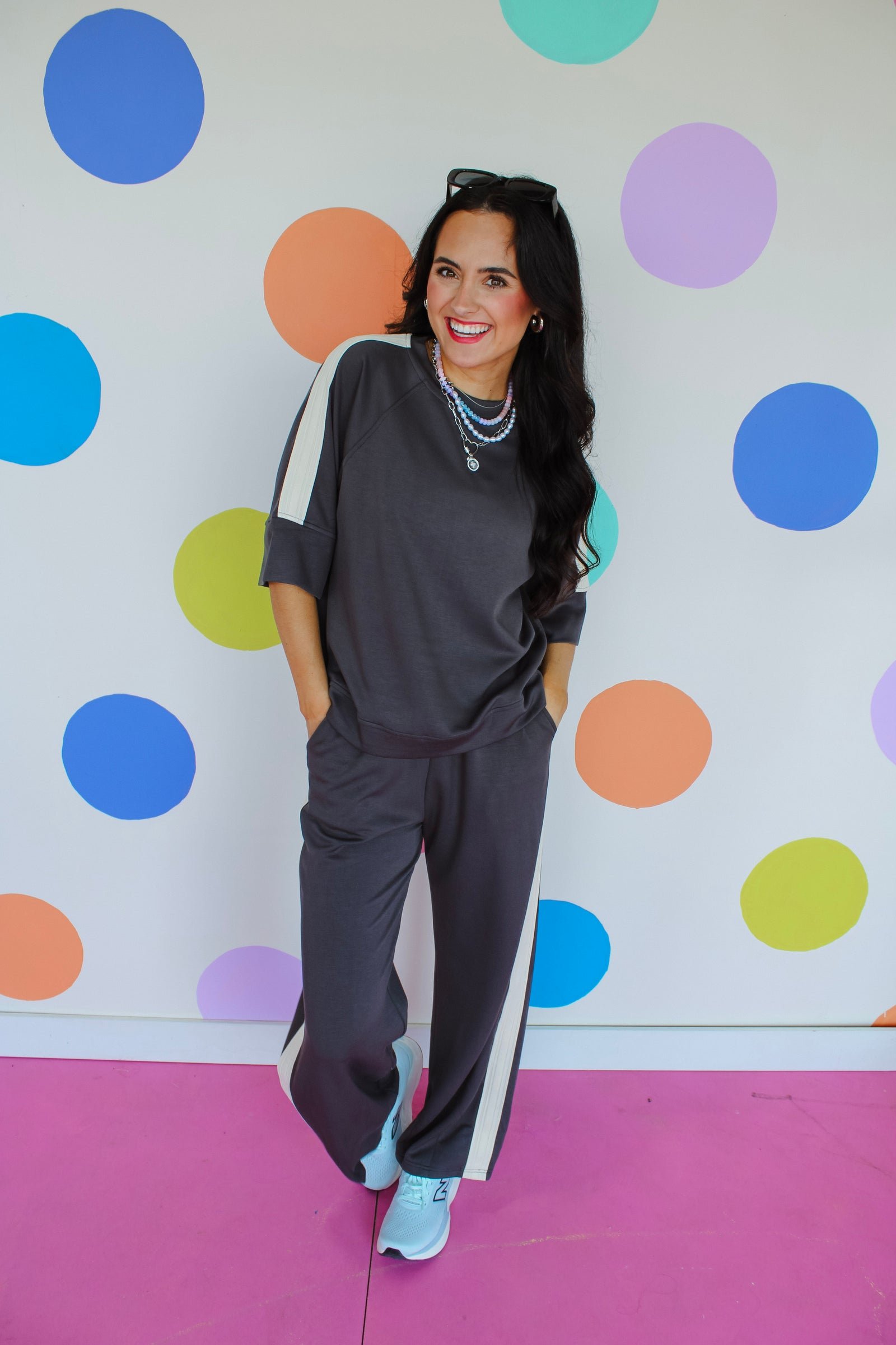 Maile Contrast Scuba Top - Mole + Stone — view 4