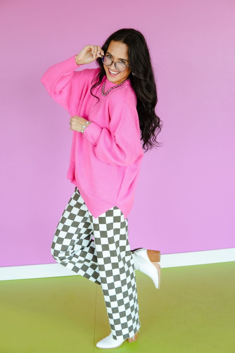 Stylish Bandit Oversized Sweater - Shocking Pink