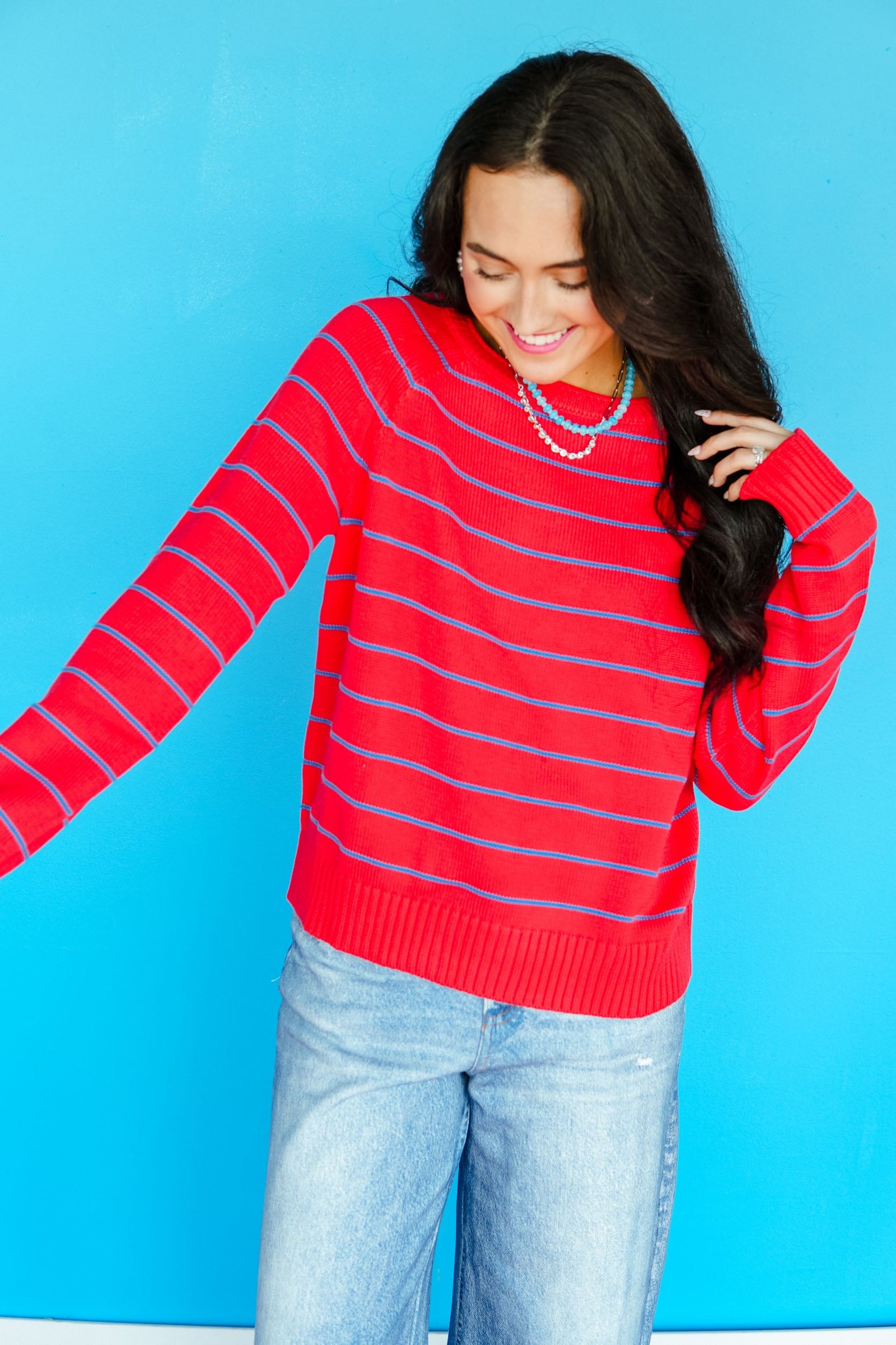 Stella Raglan Sleeve Sweater - True Red — view 3