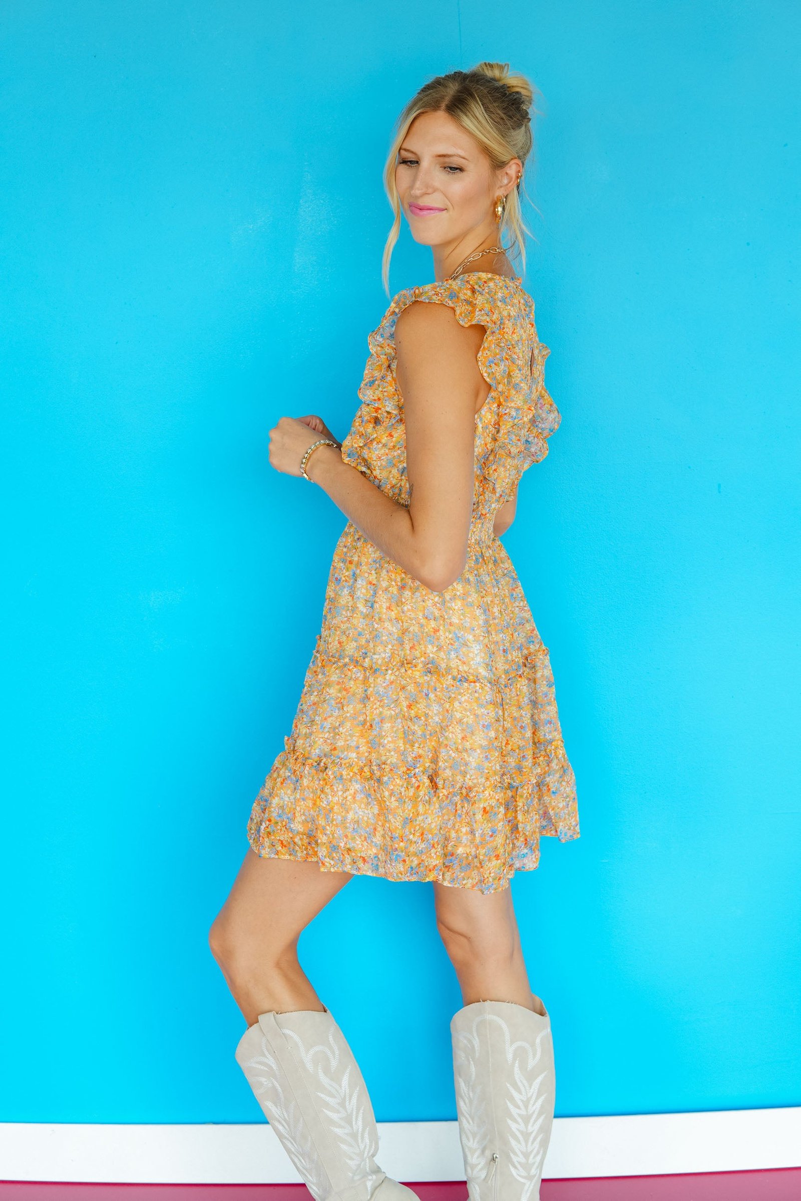 Fall in Love Ditsy Floral Mini Dress — view 3