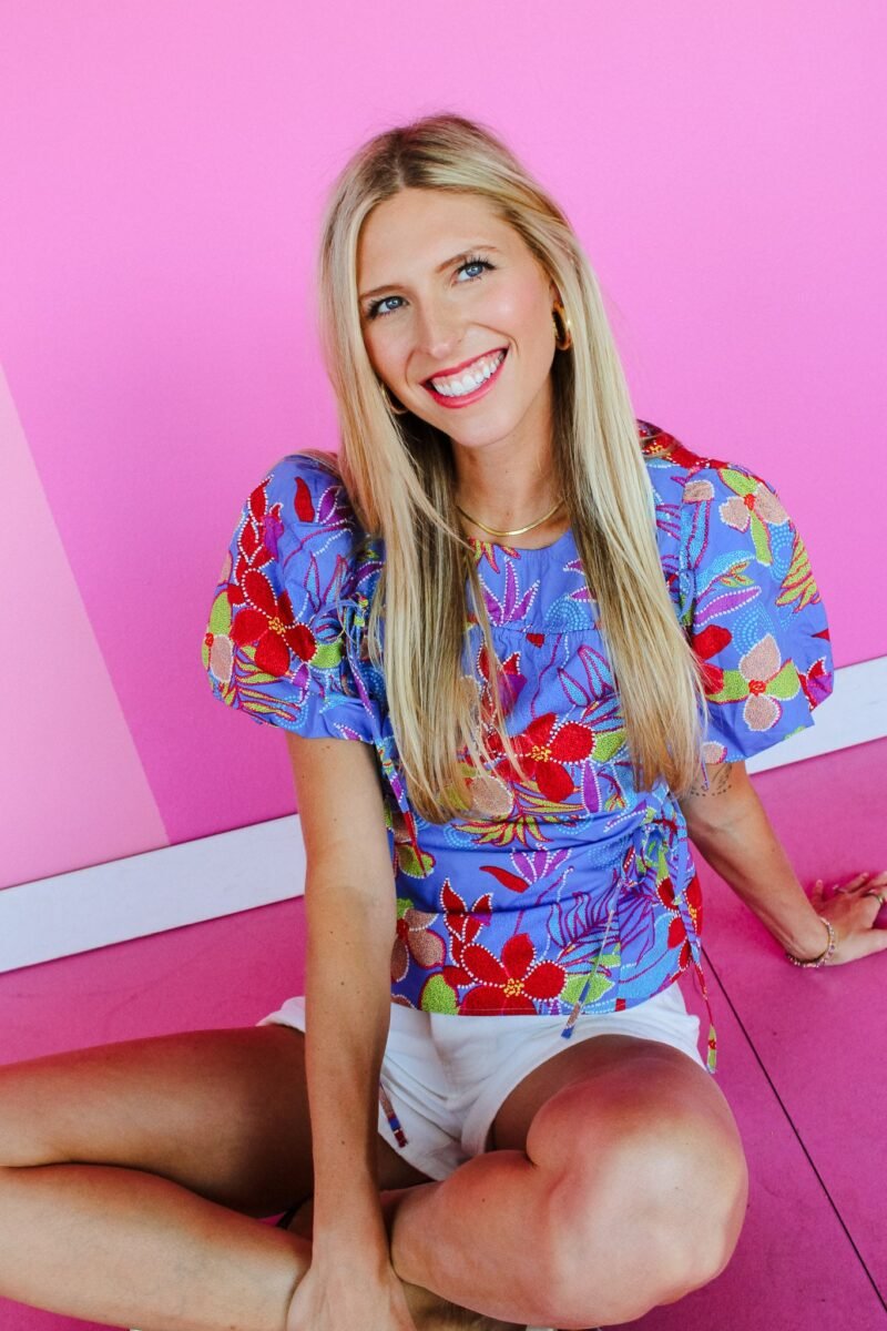 Felicity Floral Blouse - Heliotrope + Lime + Cool Red
