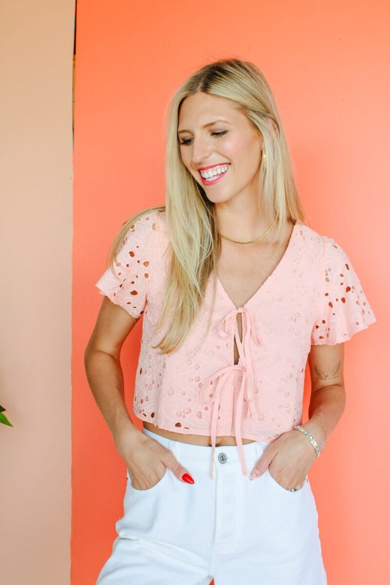 Milly Eyelet Detail Blouse - Light Rosewood