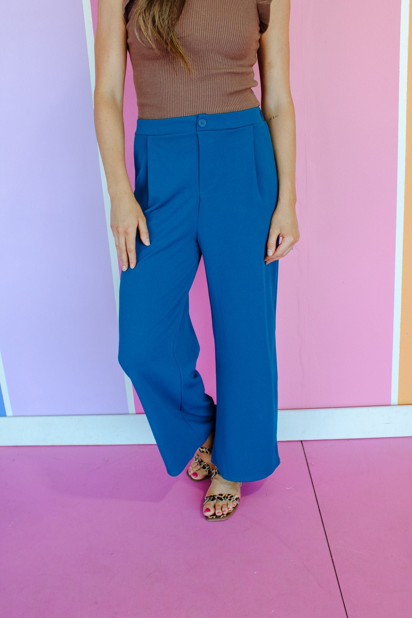 Hollis Wide Leg Pants - Marine Navy