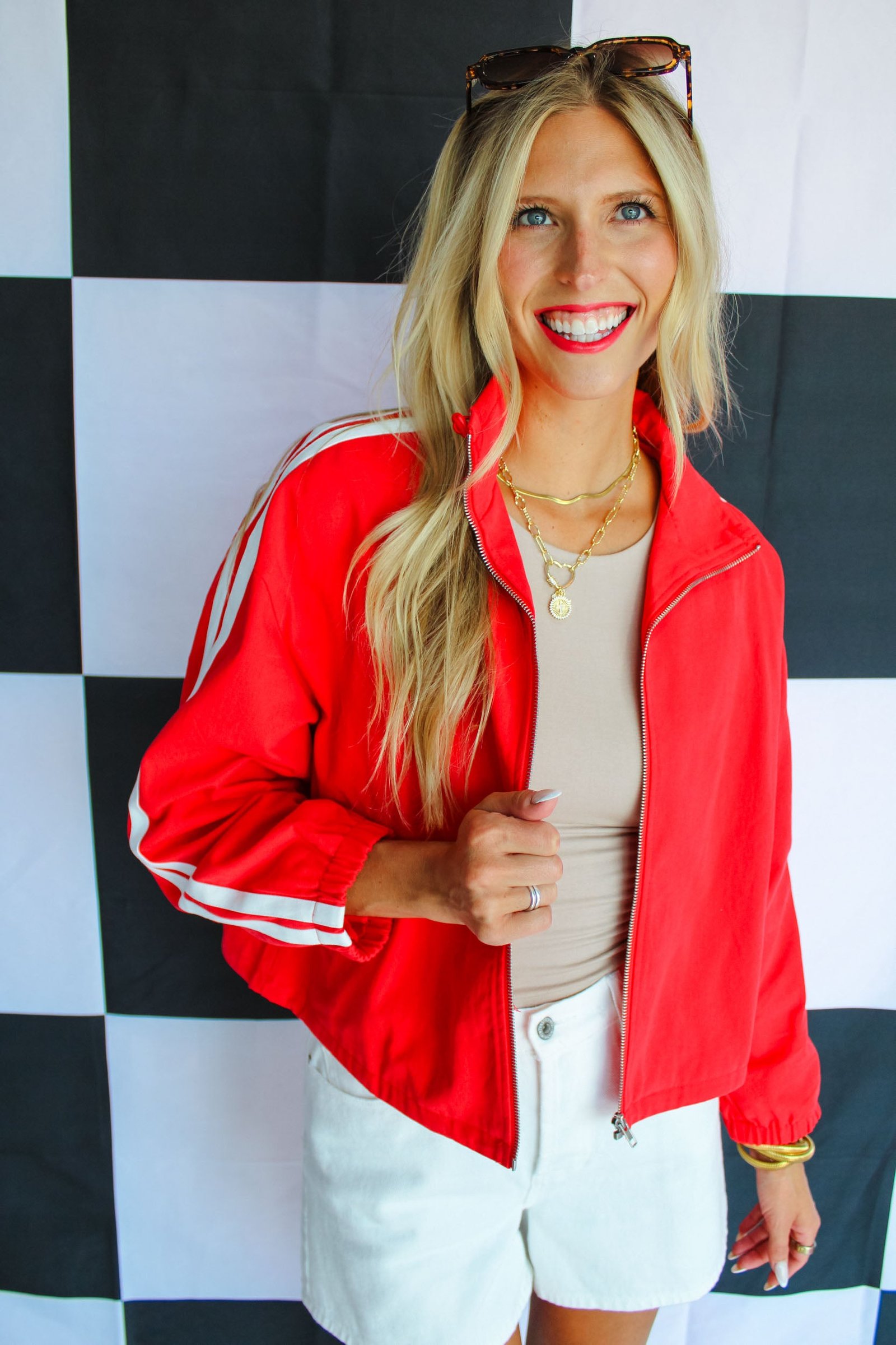 Red Alert Striped Jacket - True Red — view 3