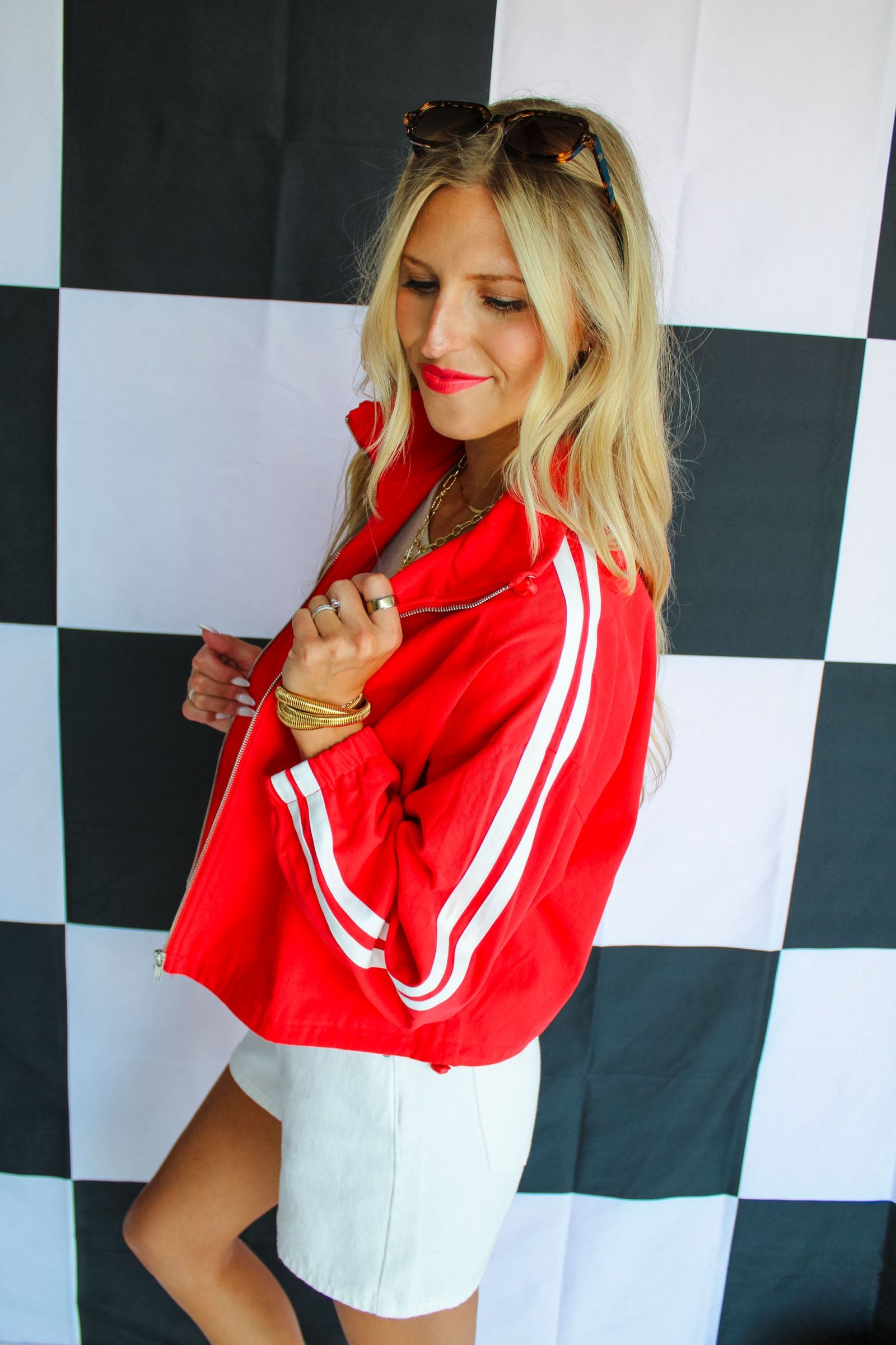 Red Alert Striped Jacket - True Red — view 2