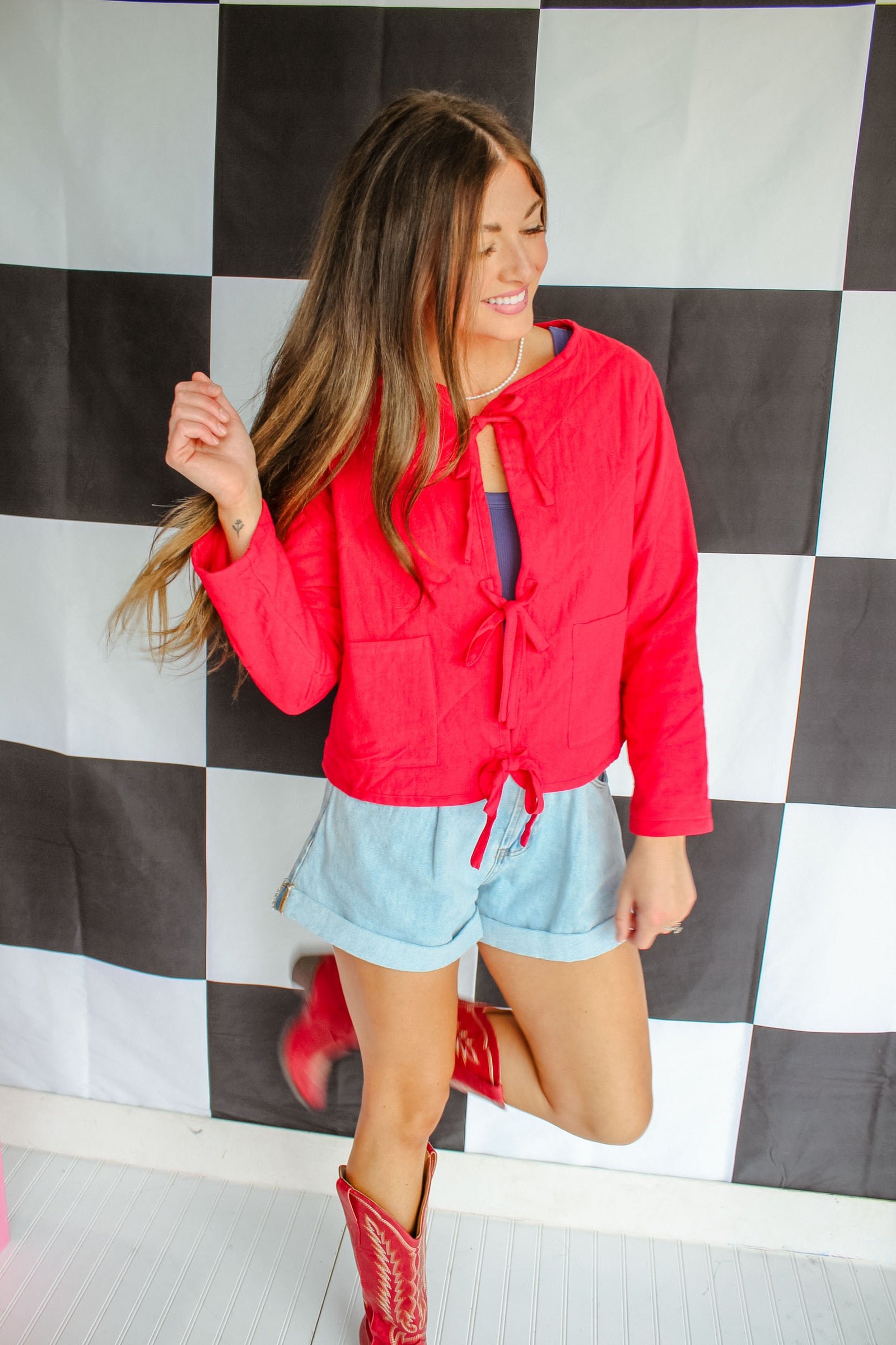 All Star Quilted Tie Jacket - Cool Red — view 3