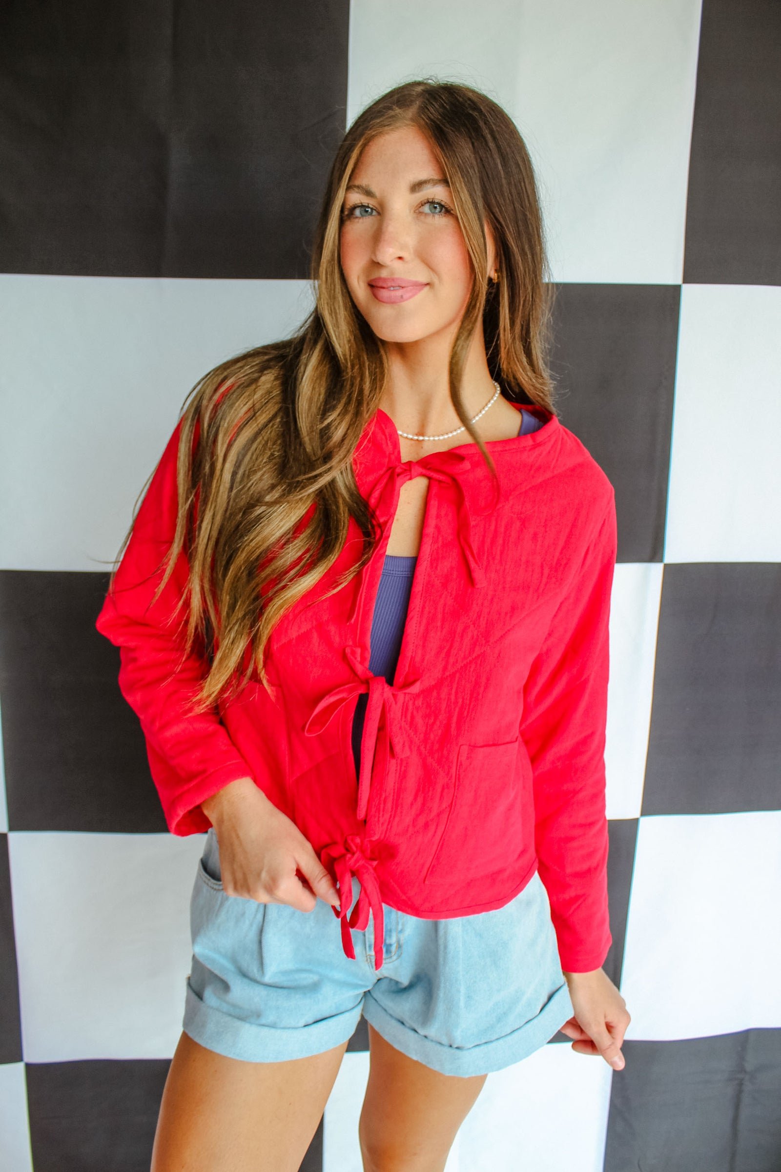 All Star Quilted Tie Jacket - Cool Red — view 4