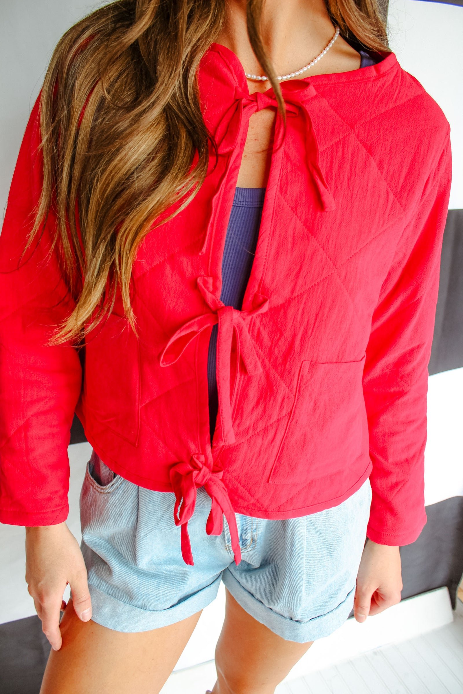 All Star Quilted Tie Jacket - Cool Red — view 5