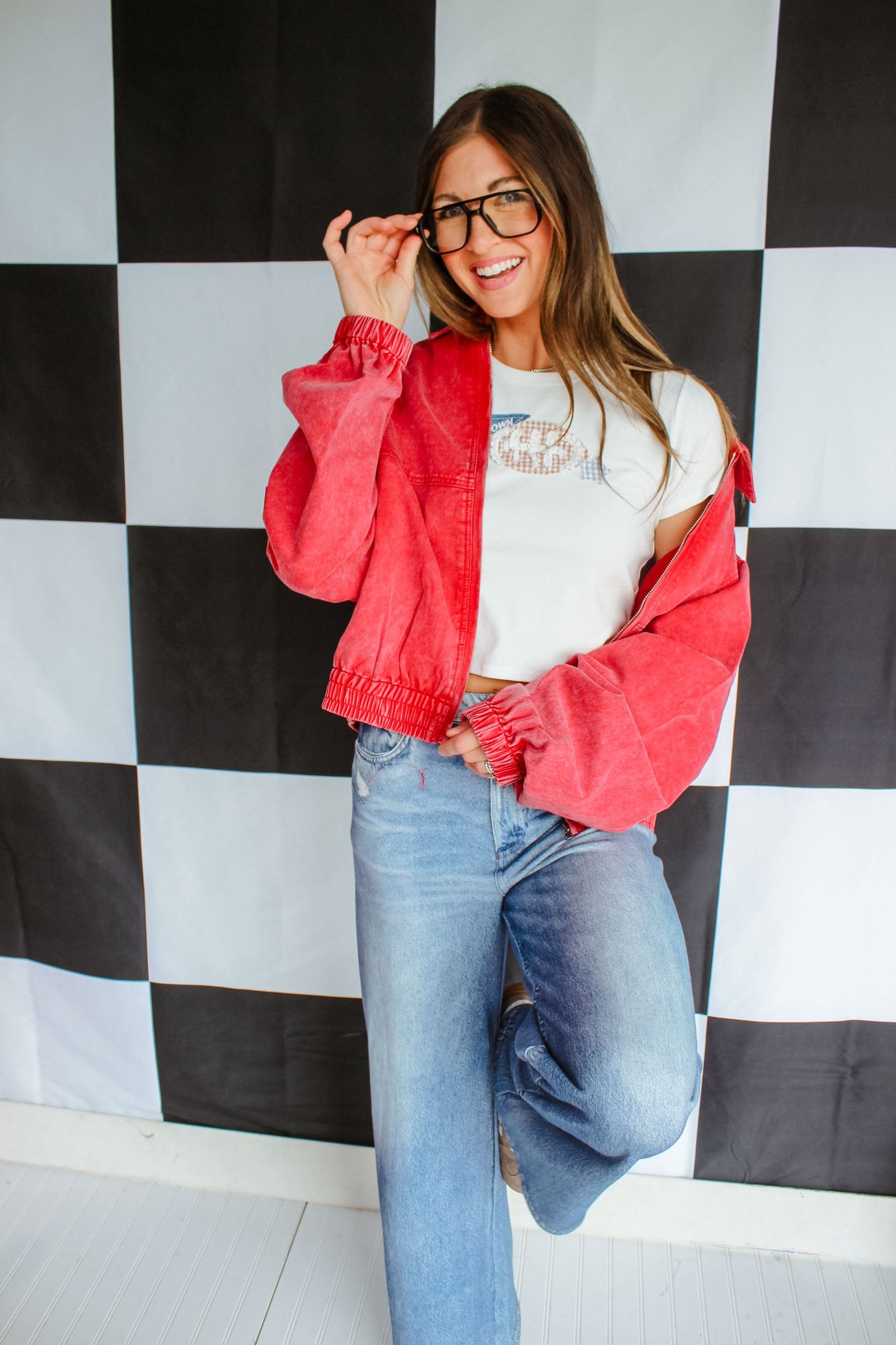 The Alumni Club Washed Denim Jacket - Muted Red — view 4