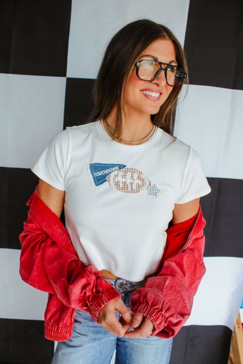 Pep Rally Patchwork Baby Tee - Soft White / Ivory