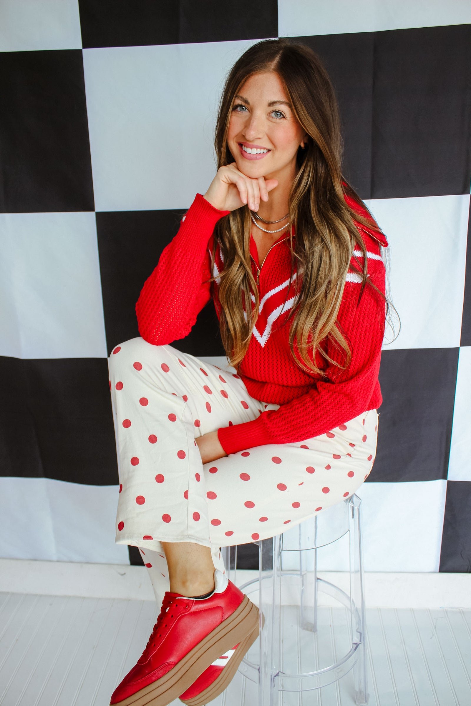 Friday Night Favorite Quarter Zip Pullover - Cool Red