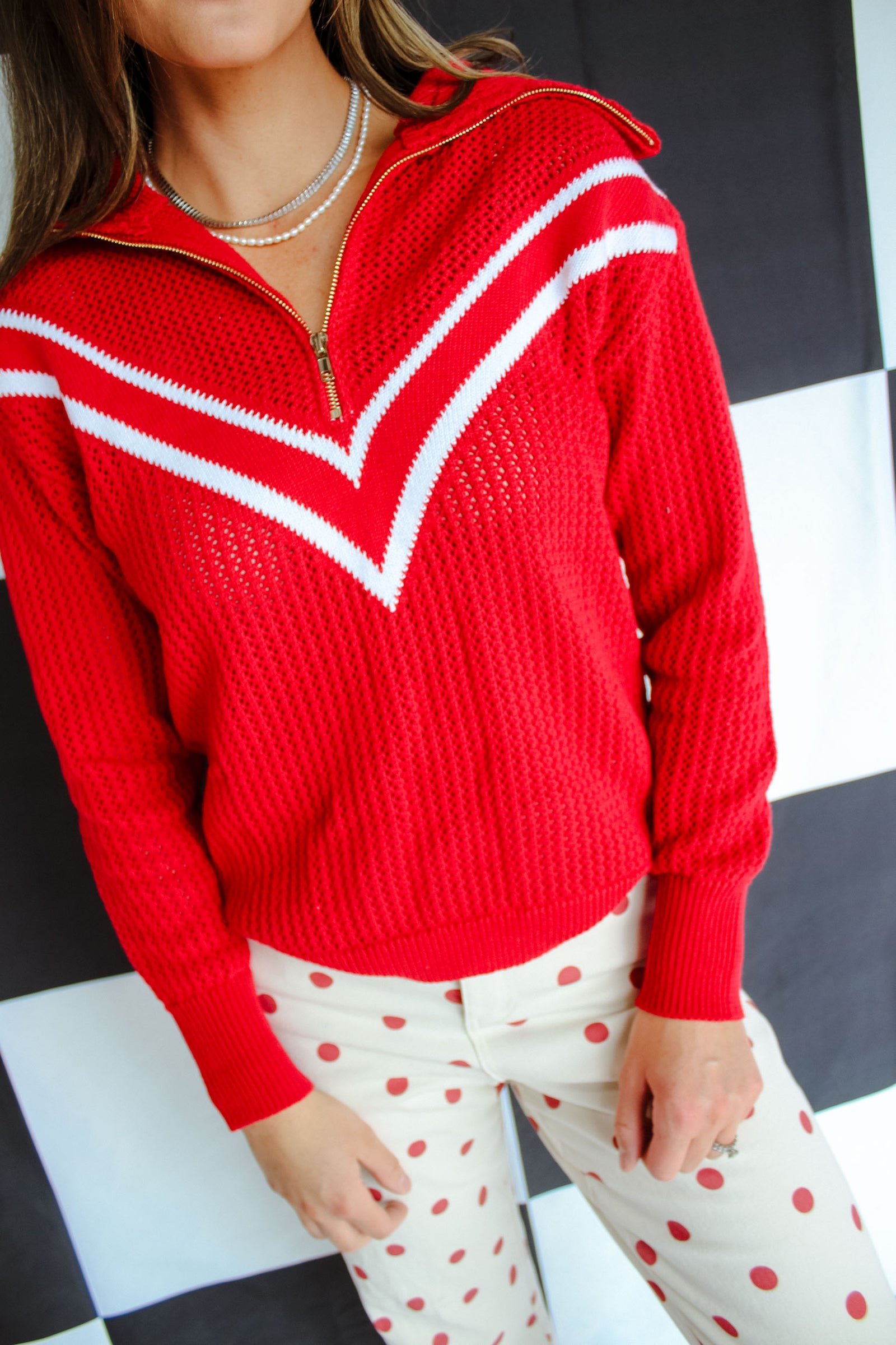 Friday Night Favorite Quarter Zip Pullover - Cool Red — view 2