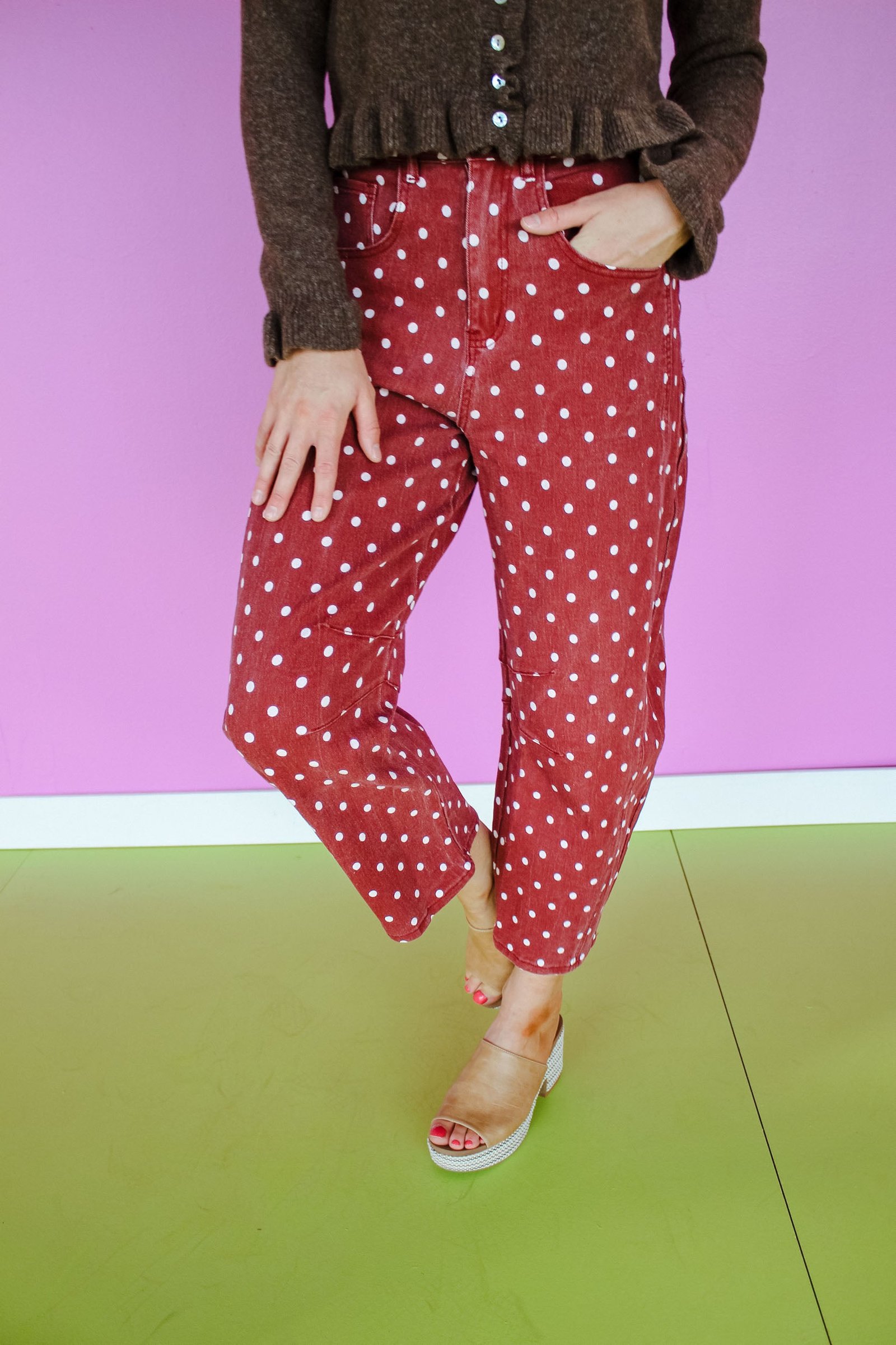 Fall Harmony Polka Dot Barrel Pants — view 5